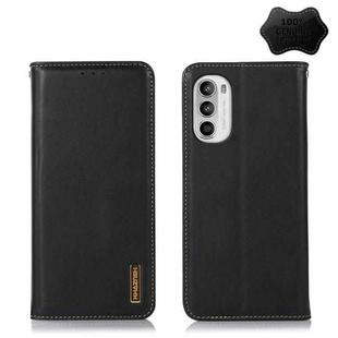 For Motorola Moto G52 4G KHAZNEH Nappa Top Layer Cowhide Leather Phone Case(Black)