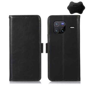 For vivo X80 Crazy Horse Top Layer Cowhide Leather Phone Case(Black)