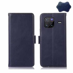 For vivo X80 Crazy Horse Top Layer Cowhide Leather Phone Case(Blue)