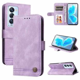 For Tecno Camon 18 Premier Skin Feel Life Tree Metal Button Leather Phone Case(Purple)