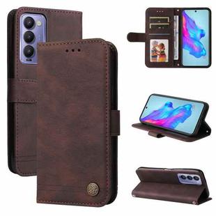 For Tecno Camon 18 / 18 Pro Skin Feel Life Tree Metal Button Leather Phone Case(Brown)
