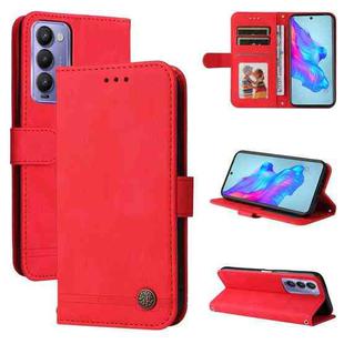 For Tecno Camon 18 / 18 Pro Skin Feel Life Tree Metal Button Leather Phone Case(Red)