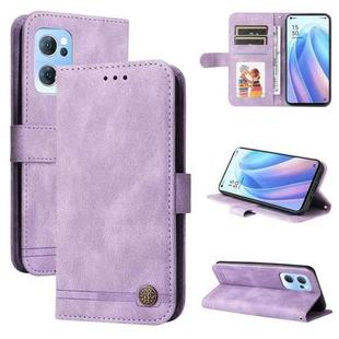 For OPPO Reno7 5G / Find X5 Lite Global Skin Feel Life Tree Metal Button Leather Phone Case(Purple)