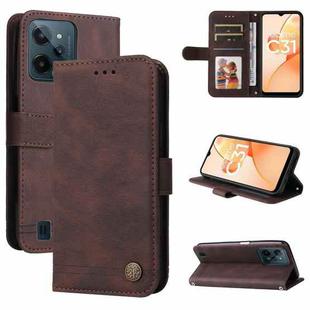For OPPO Realme C31 Skin Feel Life Tree Metal Button Leather Phone Case(Brown)