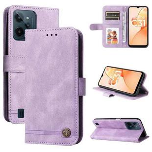 For OPPO Realme C31 Skin Feel Life Tree Metal Button Leather Phone Case(Purple)
