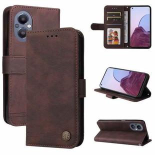 For OPPO A96 5G / Reno7 Z 5G / OnePlus Nord N20 5G Skin Feel Life Tree Metal Button Leather Phone Case(Brown)