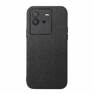 For vivo iQOO Neo6 Wood Texture PU Phone Case(Black)