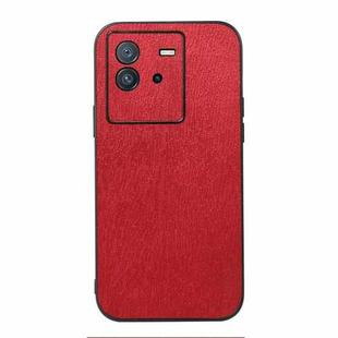 For vivo iQOO Neo6 Wood Texture PU Phone Case(Red)