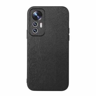 For Xiaomi 12 Lite Wood Texture PU Phone Case(Black)