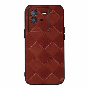 For vivo iQOO Neo6 Weave Plaid PU Phone Case(Brown)