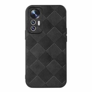 For Xiaomi 12 Lite Weave Plaid PU Phone Case(Black)
