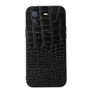 For vivo iQOO Neo6 Crocodile Top Layer Cowhide Leather Phone Case(Black)