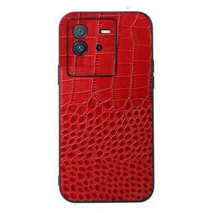 For vivo iQOO Neo6 Crocodile Top Layer Cowhide Leather Phone Case(Red)