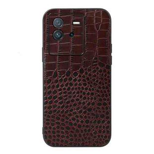 For vivo iQOO Neo6 Crocodile Top Layer Cowhide Leather Phone Case(Coffee)
