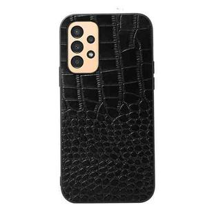 For Samsung Galaxy A13 4G Crocodile Top Layer Cowhide Leather Phone Case(Black)
