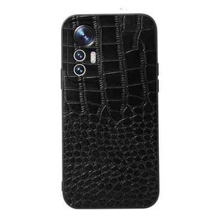 For Xiaomi 12 Lite Crocodile Top Layer Cowhide Leather Phone Case(Black)
