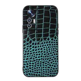 For Xiaomi 12 Lite Crocodile Top Layer Cowhide Leather Phone Case(Cyan Blue)