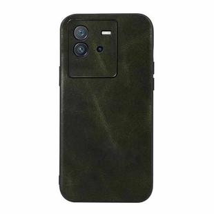 For vivo iQOO Neo6 Genuine Leather Double Color Crazy Horse Phone Case(Green)