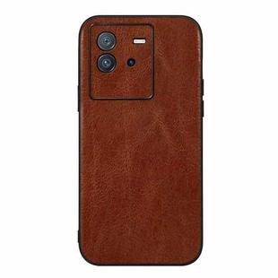 For vivo iQOO Neo6 Genuine Leather Double Color Crazy Horse Phone Case(Brown)