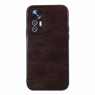 For Xiaomi 12 Lite Genuine Leather Double Color Crazy Horse Phone Case(Coffee)