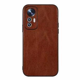 For Xiaomi 12 Lite Genuine Leather Double Color Crazy Horse Phone Case(Brown)