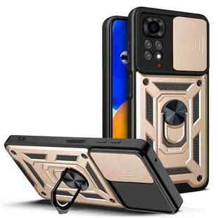 For Xiaomi Redmi Note 11S Sliding Camera Cover Design TPU+PC Protective Phone Case(Gold)