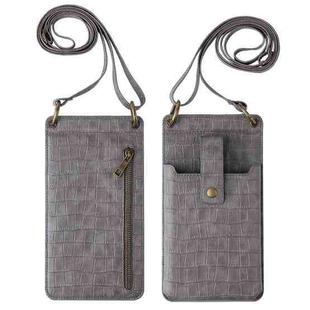 Crossbody Wallet Cards Crocodile Leather Phone Case Bag(Grey)