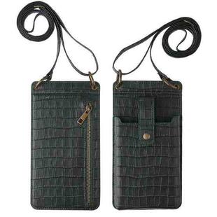 Crossbody Wallet Cards Crocodile Leather Phone Case Bag(Green)