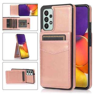 For Samsung Galaxy A33 5G Solid Color PC + TPU Protective Case with Holder & Card Slots(Rose Gold)