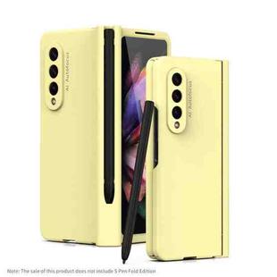 For Samsung Galaxy Z Fold3 5G 360 Full Body Hinge Flip Phone Case with Pen Slot(Yellow)