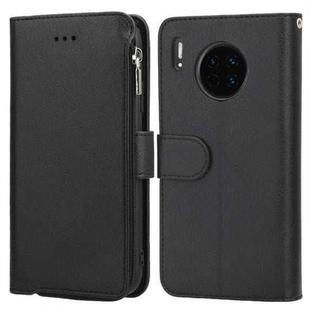 For Huawei Mate 30 Microfiber Zipper Horizontal Flip Leather Case(Black)