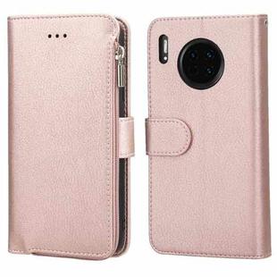 For Huawei Mate 30 Microfiber Zipper Horizontal Flip Leather Case(Rose Gold)