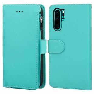 For Huawei P30 Pro Microfiber Zipper Horizontal Flip Leather Case(Green)