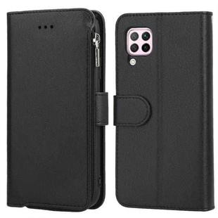 For Huawei P40 Lite / nova 6 SE Microfiber Zipper Horizontal Flip Leather Case(Black)