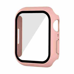 Waterproof PC+Tempered Film Watch Case For Apple Watch Series 9 / 8 / 7 41mm(Pink)