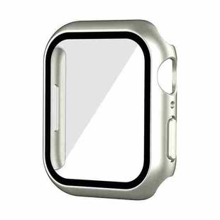 Waterproof PC+Tempered Film Watch Case For Apple Watch Series 9 / 8 / 7 45mm(Starlight Silver)