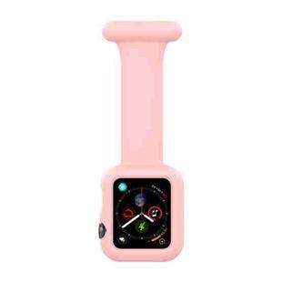 Silicone Nurse Brooch Watch Band Case For Apple Watch Series 8 / 7 41mm / 6&SE&5&4 40mm / 3&2&1 38mm(Pink)