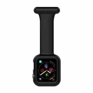 Silicone Nurse Brooch Watch Band Case For Apple Watch Series 8 / 7 45mm / 6&SE&5&4 44mm / 3&2&1 42mm(Black)