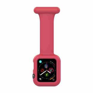 Silicone Nurse Brooch Watch Band Case For Apple Watch Series 8 / 7 45mm / 6&SE&5&4 44mm / 3&2&1 42mm(Red)