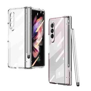 For Samsung Galaxy Z Fold3 5G 360 Full Body Electroplating Hinge Phone Case with Stylus(Transparent)