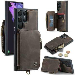 For Samsung Galaxy S22 Ultra CaseMe C20 Multifunctional Leather Phone Case(Dark Coffee)