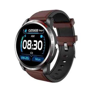 W3 1.3 inch Screen Leather Watch Band Smart Health Watch, Support Dynamic Heart Rate, HRV Health Index, ECG Monitoring, Blood Pressure(Brown)