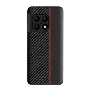 For OnePlus 10 5G Ultra-thin Carbon Fiber Texture Splicing Phone Case(Red)