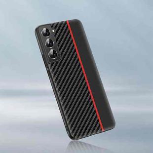 For Samsung Galaxy S22 5G Ultra-thin Carbon Fiber Texture Splicing Phone Case(Red)