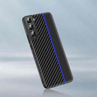 For Samsung Galaxy S22 5G Ultra-thin Carbon Fiber Texture Splicing Phone Case(Blue)