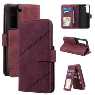 For Samsung Galaxy S22 5G Skin Feel Card Slot Leather Phone Case(Red)