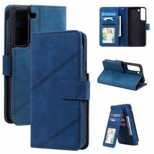For Samsung Galaxy S22 5G Skin Feel Card Slot Leather Phone Case(Blue)