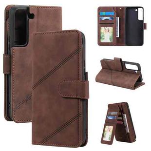 For Samsung Galaxy S22 5G Skin Feel Card Slot Leather Phone Case(Brown)