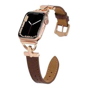 D-buckle Lizard Leather Watch Band For Apple Watch Series 8&7 41mm / SE 2&6&SE&5&4 40mm / 3&2&1 38mm(E)