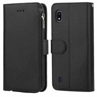 For Samsung Galaxy A10 Microfiber Zipper Horizontal Flip Leather Case(Black)